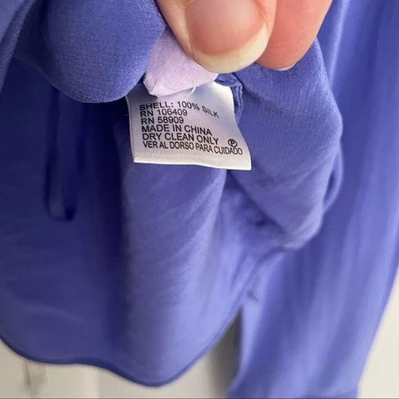 antonio melani silk button up shirt tie front purple size xs - Picture 4 of 6